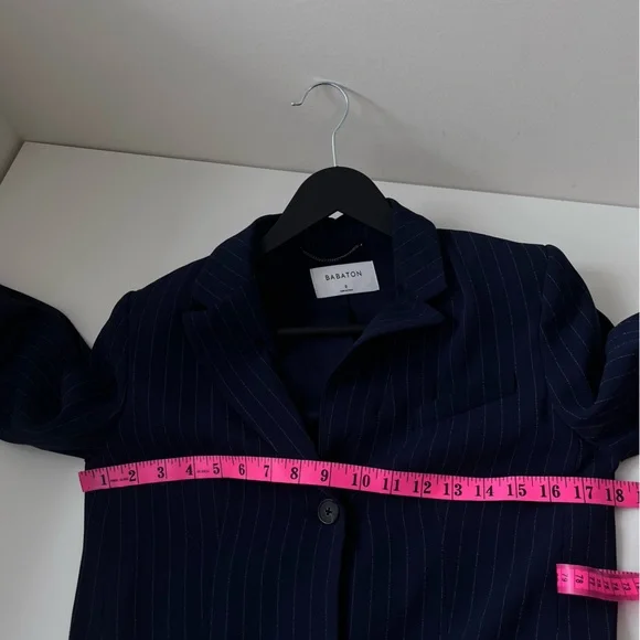 ARITZIA BABATON NAVY PINSTRIPE TRENT LONG JACKET - Picture 10 of 12